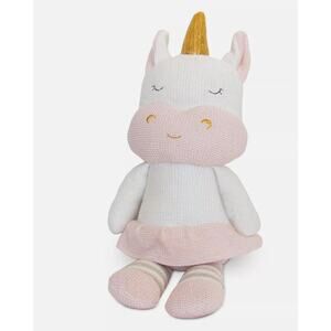 Living Textiles Kenzie Unicorn Knit Plush Toy Baby Rattle Stuffed Animal Doll